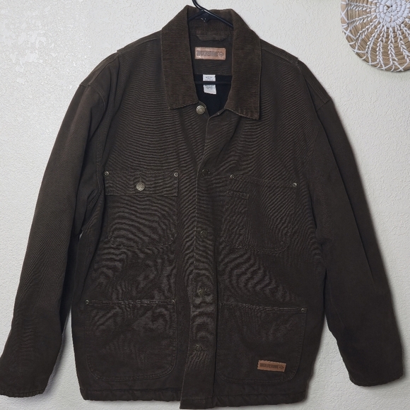 Wolverine Brown Insulated Coat Button Up Collard Size Medium - Picture 1 of 16